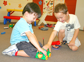 children playing happily.