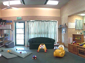 inside a child care centre showing a variety of play areas and materials